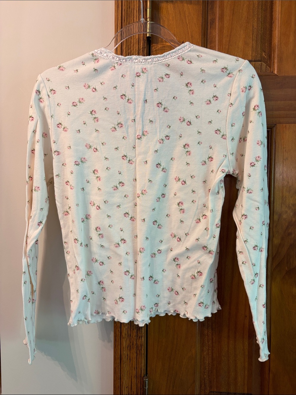 Ralph Lauren Cream Long-Sleeve Floral Pajama Top - Picture 2 of 7